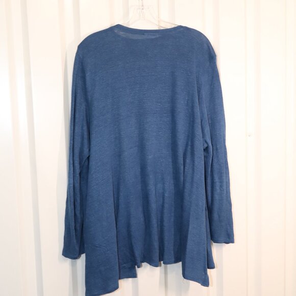 J. Jill Love Linen Womens Blue Twist Front Tank and Cardigan Twin Set Size XL - Picture 2 of 9